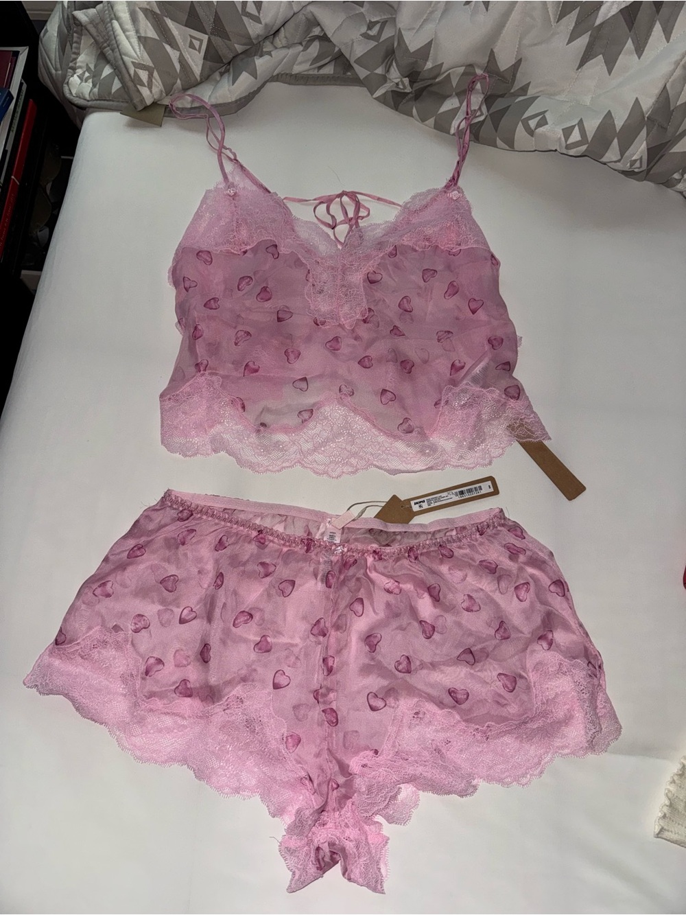 Skims romance lace cropped cami and shorts set